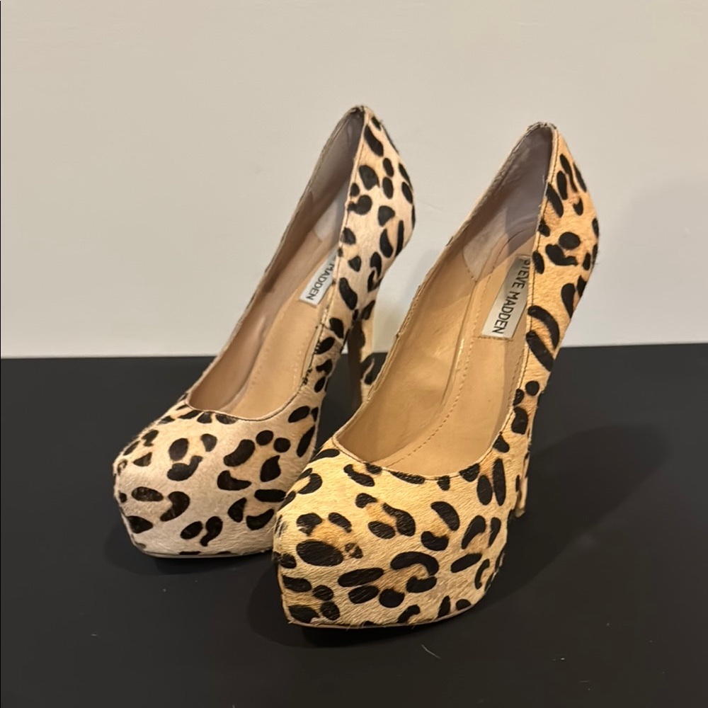 Steve Madden Brown and Black Animal Print Heels, Size 7.5